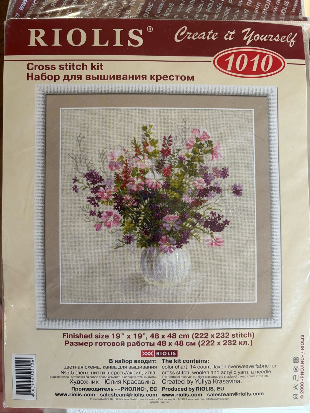 RIOLIS Cross Stitch Kit 1010 - Pink & Purple Floral Bouquet